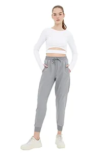 Trendyol damskie spodnie dresowe szare tkaniny spadochronowe szczegółowe luźne jogger sportowy dzianinowy dresy, Szary, M - Spodnie damskie - miniaturka - grafika 1