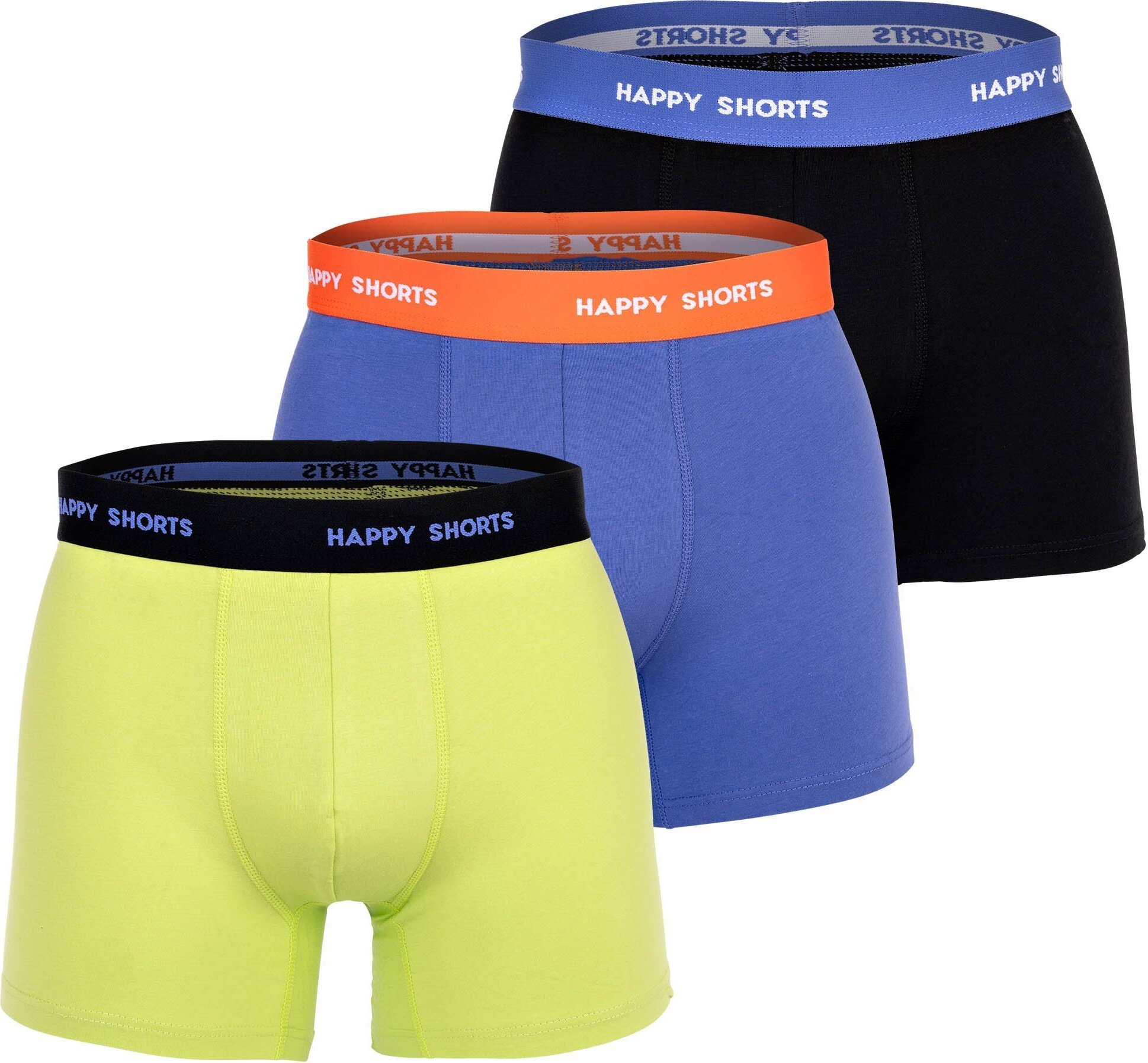 Bokserki męskie Happy Shorts, 3 sztuki - Retro Jersey, Logobund Lila/Schwarz/Lime XL