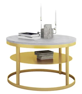 Okrągły stolik kawowy w stylu glamour złoty + beton R2-G13 - Ławy i stoliki kawowe Okrągły stolik kawowy w stylu glamour złoty + beton R2-G13 - Ławy i stoliki kawowe - miniaturka - grafika 1