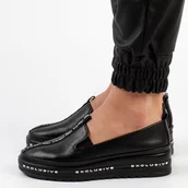 Półbuty damskie - Czarne skórzane półbuty damskie na platformie S.Barski 260 - S.BARSKI - miniaturka - grafika 1