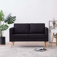 Sofy i kanapy - vidaXL vidaXL 2-osobowa sofa tapicerowana tkaniną, czarna - miniaturka - grafika 1