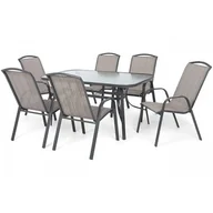 Meble ogrodowe - Home&Garden Meble ogrodowe metalowe Sevilla Atlanta Grey / Beige Striped 6+1 495710 - miniaturka - grafika 1
