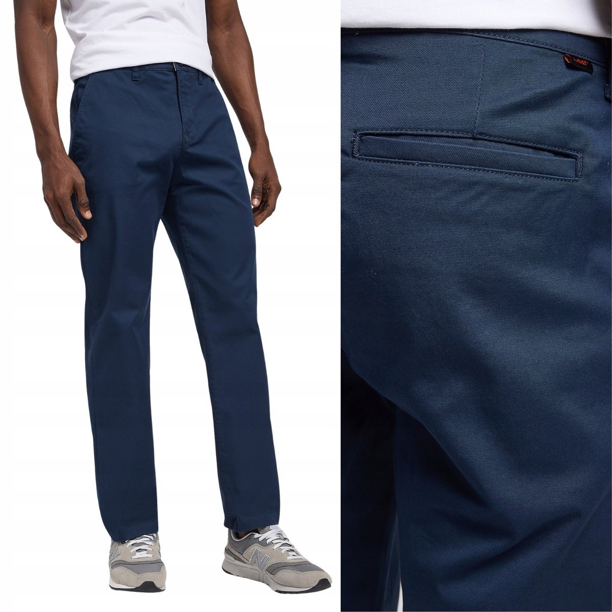 Lee Regular Chino Deep Navy bawełniane spodnie materiałowe chinosy W29 L32