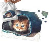 Puzzle - PUZZLE TRADYCYJNE - SŁODKI KOTEK KOT MEGA WZORY PREZENT 120el + WORECZEK - miniaturka - grafika 1