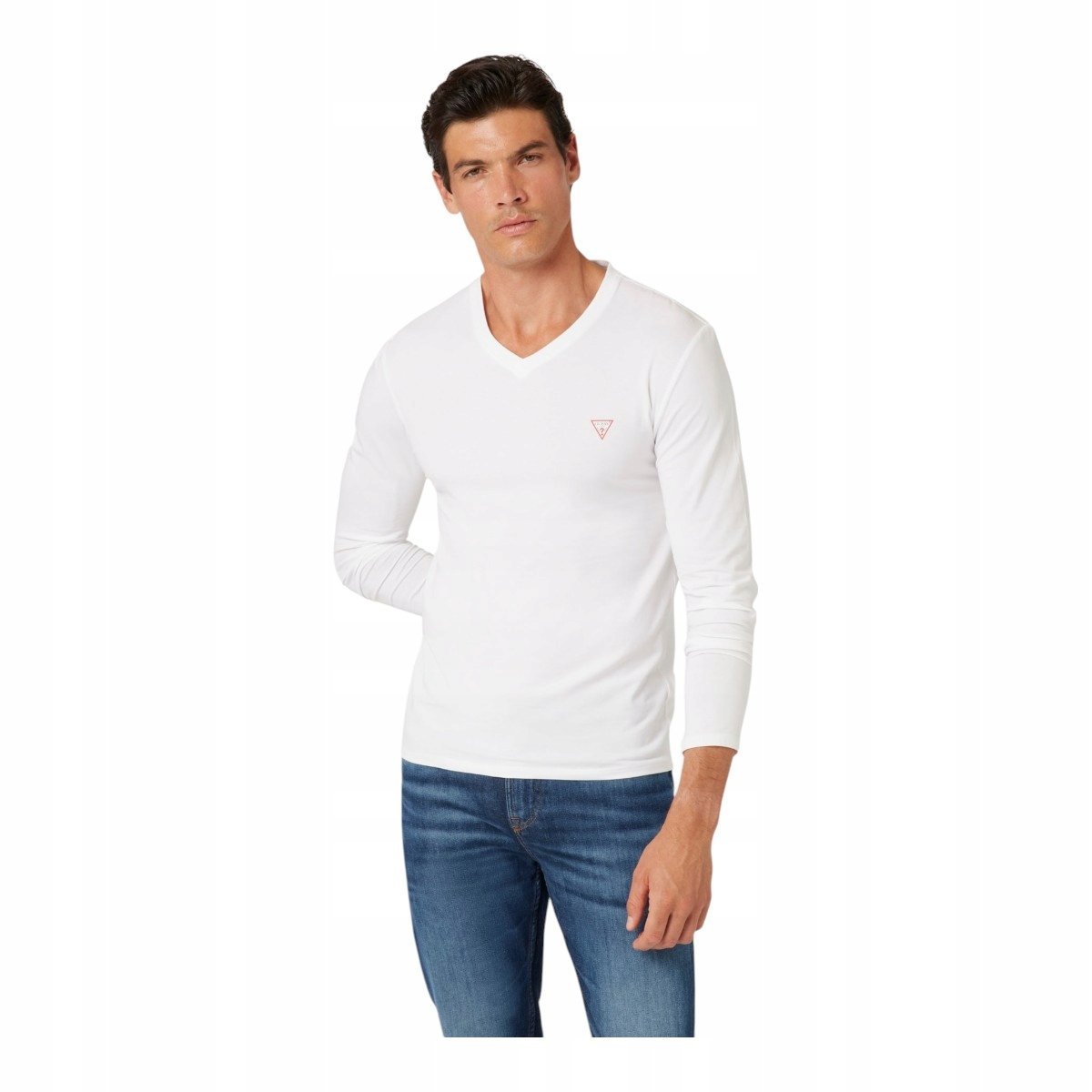 GUESS KOSZULKA MĘSKA Z DŁUGIM RĘKAWEM VN LS CORE TEE BIAŁA r.L