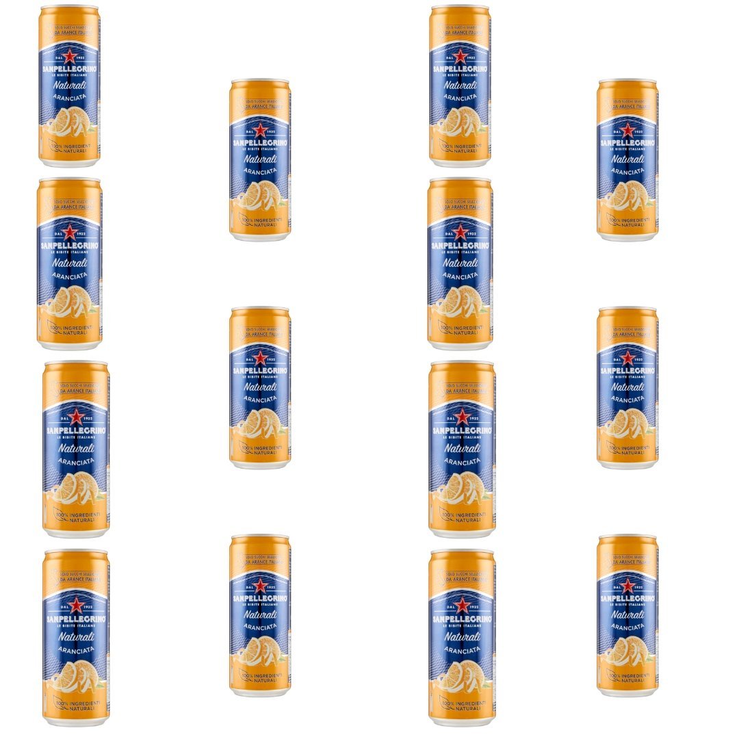 Napój gazowany Aranciata Naturali pomarańczowa puszka 14 x 330ml - San pellegrino