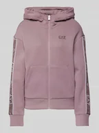 Bluzy damskie - Bluza rozpinana z nadrukiem z logo - miniaturka - grafika 1