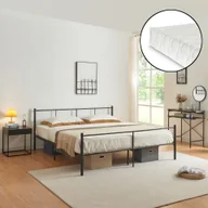 Łóżka - Łóżko metalowe Laos 180x200 cm podwójne z materacem z zimnej pianki ÖKO-Tex Standard 100 stalowe łóżko podwójne czarne [en.casa] - miniaturka - grafika 1