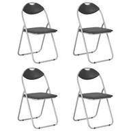 Krzesła - vidaXL Składane krzesła jadalniane, 4 szt., czarne, sztuczna skóra - miniaturka - grafika 1