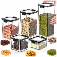 Pojemniki kuchenne - POJEMNIK PLASTIKOWY ZESTAW POJEMNIKÓW na Kaszę Makaron Płatki Żywność 5 szt - miniaturka - grafika 1