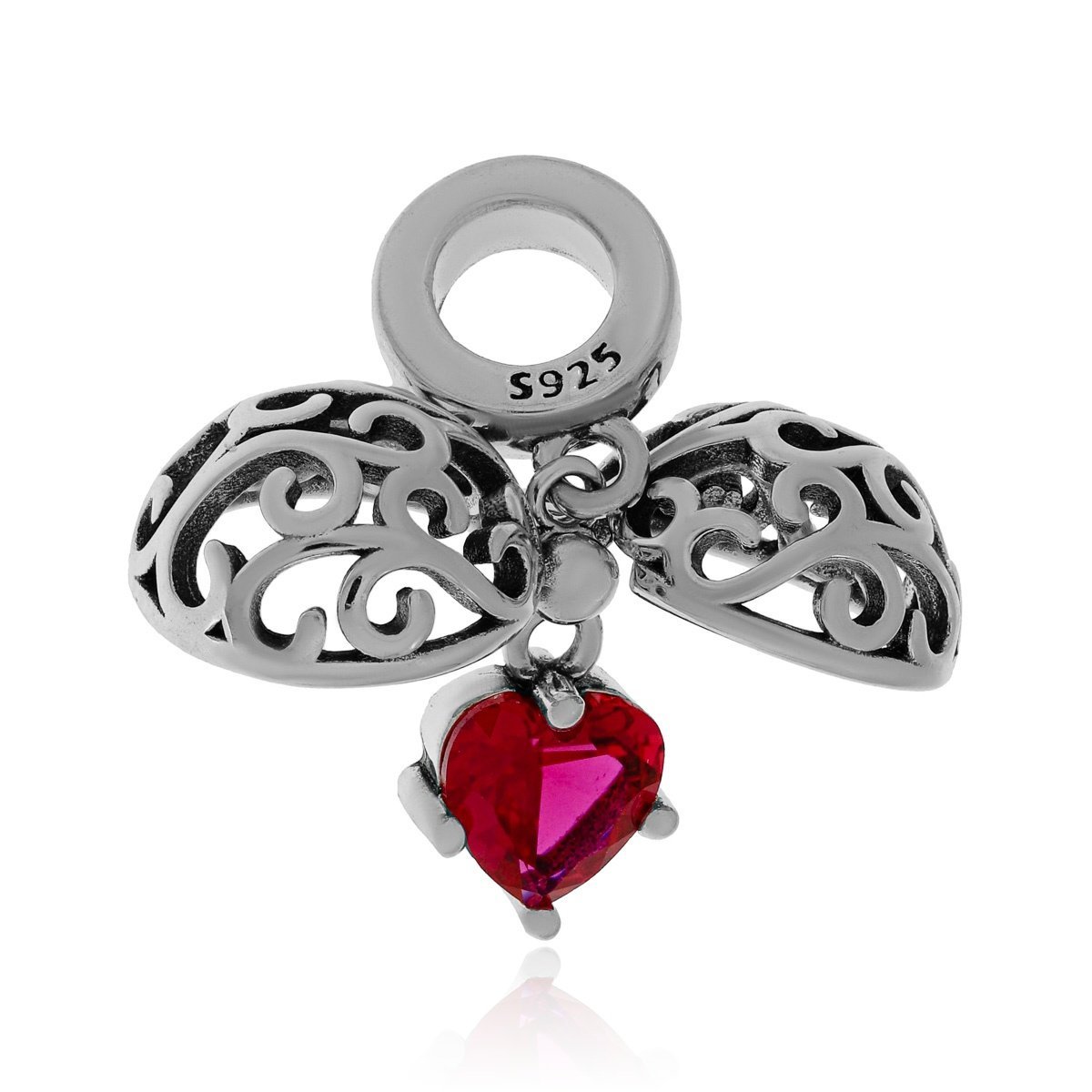 Srebrna zawieszka do bransoletki charms otwierana ażurowa kulka z sercem pr. 925