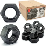 Śruby i nakrętki - Nakrętka sześciokątna M8 6-kątna metryczna DIN 934 czarna kl. 6 20szt. - miniaturka - grafika 1