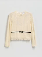 Bluzki dla dziewczynek - Reserved - Koronkowa bluzka - kremowy - miniaturka - grafika 1