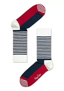 Skarpetki damskie - Happy Socks Half Stripe, kolorowe i zabawne, Skarpety dla kobiet i mężczyzn, Czerwony-Biały (36-40) - grafika 1