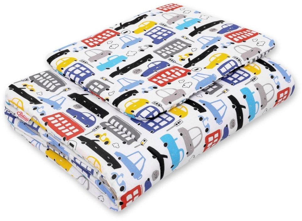 Komplet pościeli dla niemowląt z wypełnieniem 2-cz 75x100cm NEWBORN - autka kolorowe