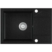 Zlewozmywaki - EOS Zlewozmywak granitowy ADRIA czarny grafit (z ociekaczem) - miniaturka - grafika 1