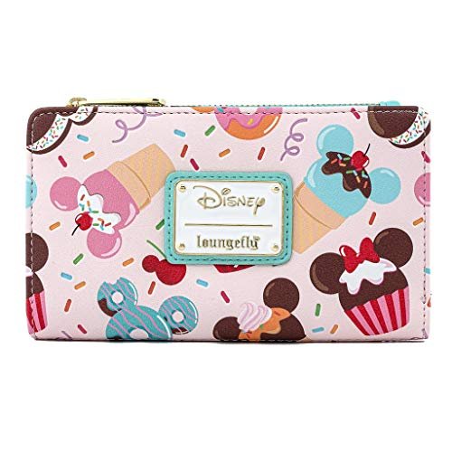 Loungefly Disney Mickey i Minnie Mouse Sweets Składany portfel, różowy, standard, Podwójny portfel
