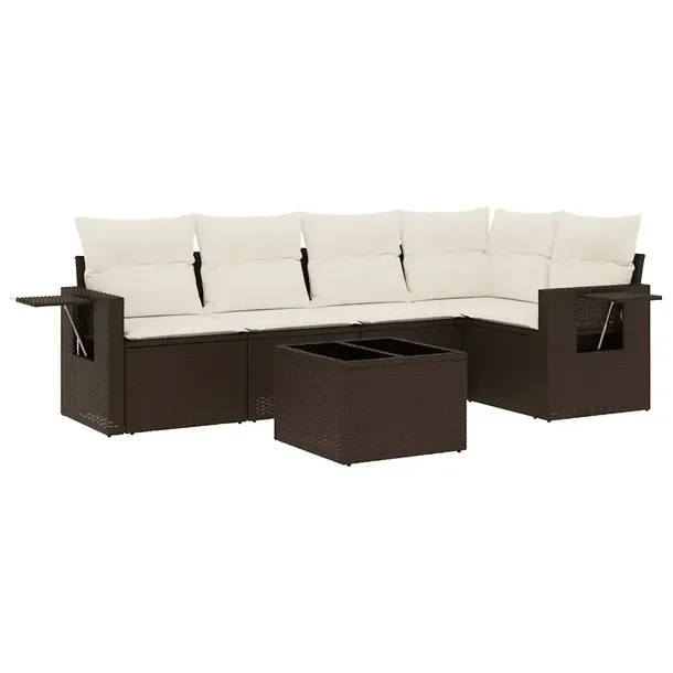 Zestaw mebli ogrodowych brązowy rattan PE 55 x 62 x 69 cm z poduszkami