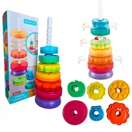Zabawki sensoryczne - Zabawka montessori sensoryczna edukacyjna zakrecona wieza owoce piramida - miniaturka - grafika 1