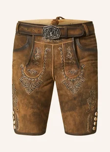 Hirscher Spodnie Skórzane W Stylu Ludowym Salzburg braun - Moda i Uroda OUTLET - miniaturka - grafika 1