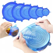 Pojemniki kuchenne - Pokrywki silikonowe uniwersalne do żywności 6 szt rozmiary - miniaturka - grafika 1