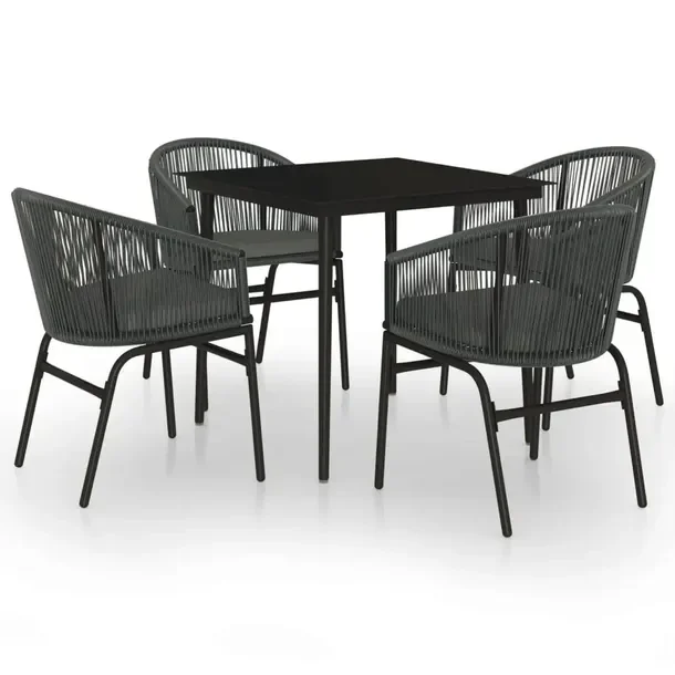 Zestaw Mebli Ogrodowych z Stali i Rattanu PVC, Stół 80x80x74 cm, Krzesła
