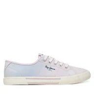 Trampki damskie - Tenisówki Pepe Jeans Brady Colors W PLS31600 Fioletowy - miniaturka - grafika 1