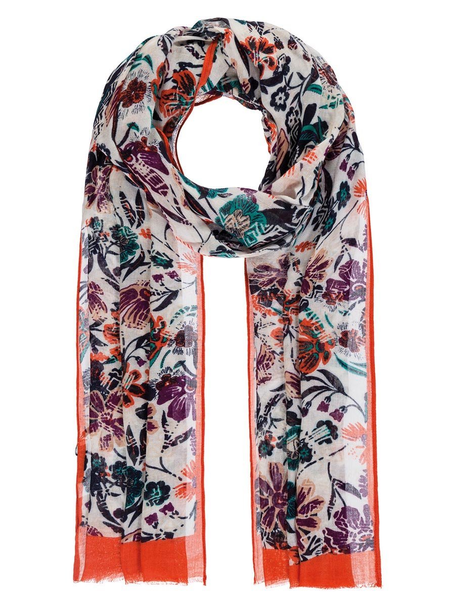 Damski szalik w kwiaty biały Passigatti