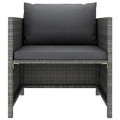 Sofy ogrodowe - VidaXL Sofa ogrodowa z poduszkami, szara, polirattanowa 313496 - miniaturka - grafika 1
