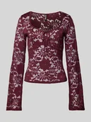 Koszulki i topy damskie - Koronkowa góra o kroju regular fit z długim rękawem model ‘AMALIE’ - miniaturka - grafika 1