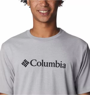 Koszulki sportowe męskie - Męski t-shirt z nadrukiem COLUMBIA CSC Basic Logo Tee - szary - grafika 1