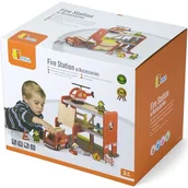 Tory, garaże, parkingi - VIGA Drewniana Remiza strażacka wóż strażacki + akcesoria 50828 - miniaturka - grafika 1