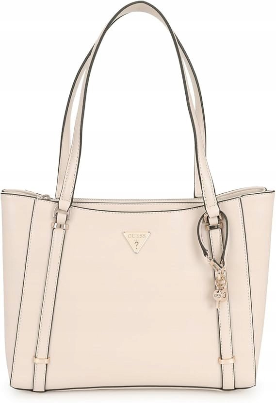 GUESS TOREBKA BEŻOWA DAMSKA NA ZAMEK Z LOGO 33 x 25,5 x 10 cm 1GŁA