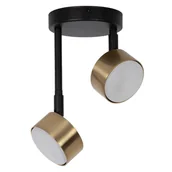 Lampy sufitowe - Podwójna lampa nasufitowa Nemo 41087 krążek reflektorek czarna złota - miniaturka - grafika 1