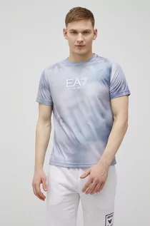 Koszulki męskie - Emporio Armani EA7 EA7 t-shirt męski kolor szary wzorzysty - grafika 1