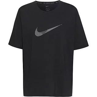 Koszulki męskie - Nike Męski t-shirt M Nk Df Run Dvn Gx Miler Ss Hy, czarny/odblaskowy srebrny, S - grafika 1