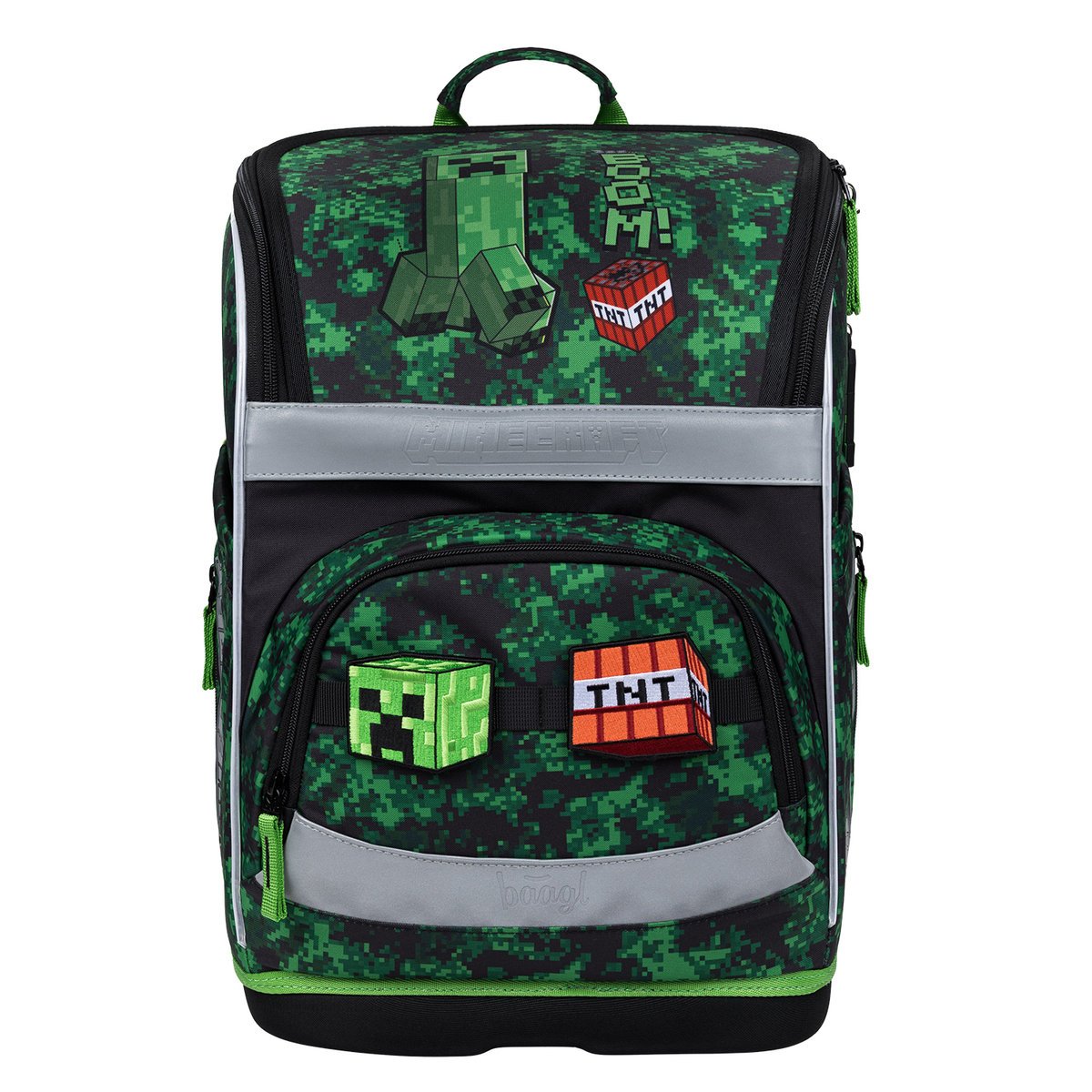 BAAGL Tornister Szkolny Ergonomiczny Zippy Plus Minecraft z kieszenią termiczną 21L Zielony