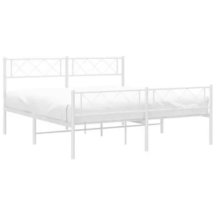 Metalowa rama łóżka z wezgłowiem i zanóżkiem, biała, 140x200 cm Lumarko! - Łóżka Metalowa rama łóżka z wezgłowiem i zanóżkiem, biała, 140x200 cm Lumarko! - Łóżka - miniaturka - grafika 4