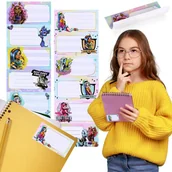 Szkolne artykuły papiernicze - Monster High Naklejki NA ZESZYT, Szkolne naklejki imienne na podręczniki, SAMOPRZYLEPNE nalepki, ZESTAW 12 NAKLEJEK x2 - miniaturka - grafika 1