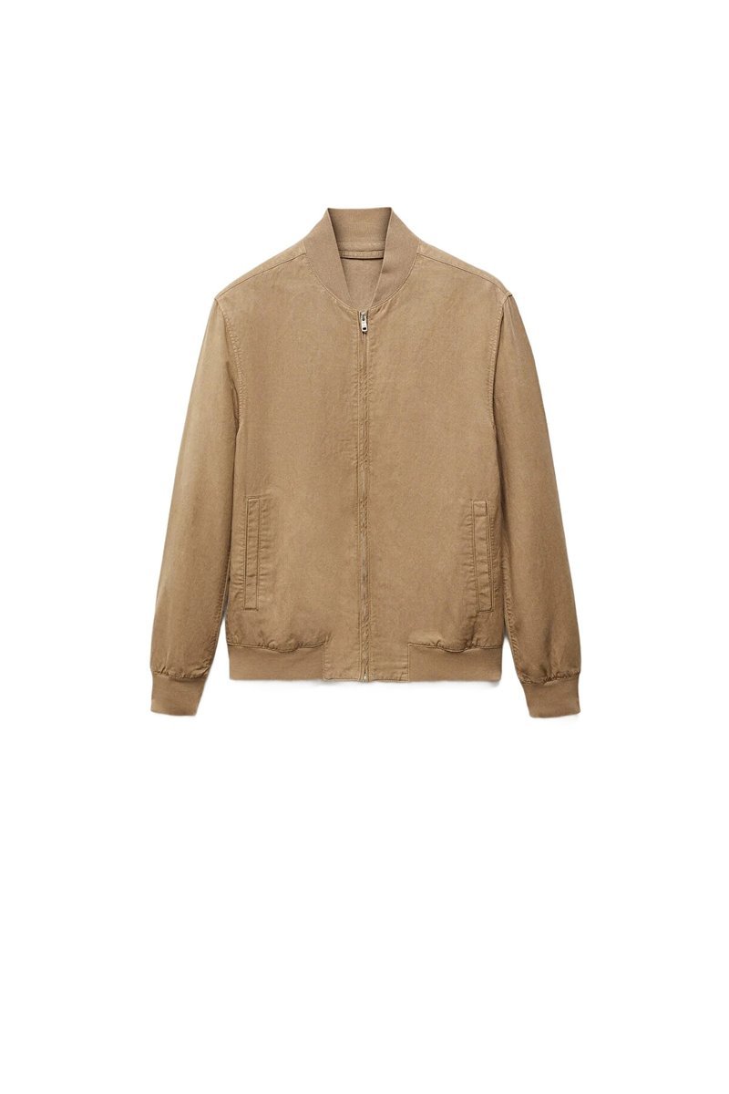 MANGO MAN KURTKA MĘSKA BEŻOWA BOMBER ZAMEK BAWEŁNA L 5DA