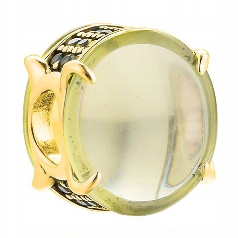 Złoty Charms Zielony Kamień Kryształ z Zielonym Kryształem SREBRO 925