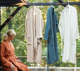 Blanc Des Vosges Szlafrok Cosy Niebieski - Szlafroki damskie - miniaturka - grafika 1