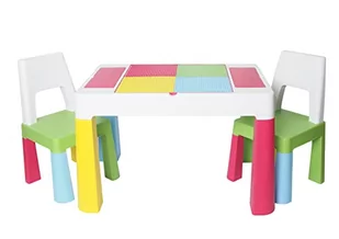 LAPSI® Zestaw stołowy ze stołem do zabawy i dwoma krzesłami, kompatybilny, wielofunkcyjny zestaw dla dzieci, stół do majsterkowania dla dzieci, nowoczesny design dla dzieci, kolorowy - Stoliki dla dzieci - miniaturka - grafika 1