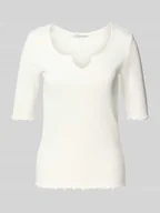 Koszulki i topy damskie - T-shirt o kroju slim fit z mieszanki bawełny - miniaturka - grafika 1