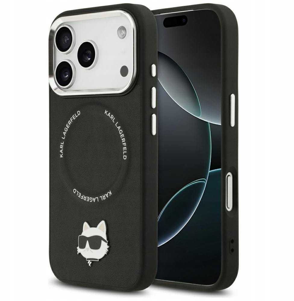 Karl Lagerfeld Choupette Pin MagSafe Case for iPhone 17 Pro Max Black