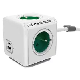 Przedłużacz CubeNest Powercube Extended USB PD 20W, USB, USB-C, 4x zásuvka, 1,5m (PC420GN) Biały/Zielony - Przedłużacze i rozgałęźniki - miniaturka - grafika 1