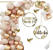 Balony i akcesoria - Balony ROS łuk zestaw dekoracji na CHRZEST + IMIĘ - miniaturka - grafika 1