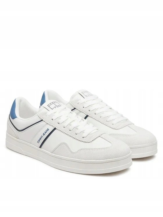TOMMY JEANS TRAMPKI MĘSKIE BIAŁE ZE SKÓRĄ NISKIE 44 U2A