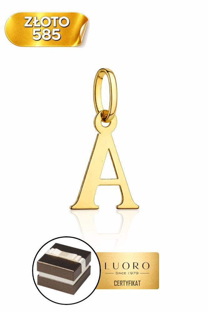 ZAWIESZKA ZŁOTA 585 14K LITERKA A ŻÓŁTE ZŁOTO 17 MM ELEGANCKA PREZENT