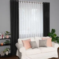 Firany - Biała firanka gotowa typu len na przelotkach z połyskiem, rozmiar 300x250 cm - miniaturka - grafika 1